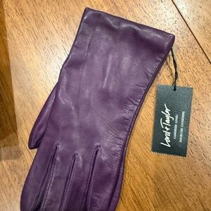 Lord & Taylor Purple Leather Gloves